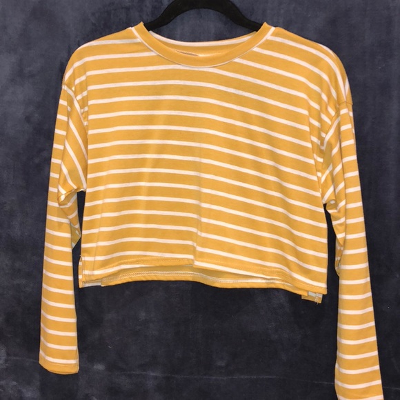 ROMWE Tops - Mustard Yellow Cropped Long Sleeve Shirt